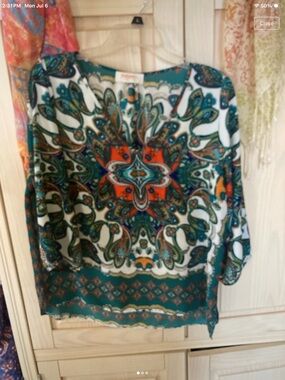 Renee C. Teal & Orange Paisley Tunic